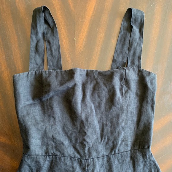 Reformation Black Linen Lunna Jumpsuit Size 6 - Picture 7 of 12